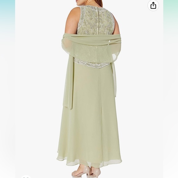 J Kara Women’s Beaded Bodice Sleeveless Chiffon Gown w/ Long Shawl/Scarf Size 10 - Picture 2 of 10